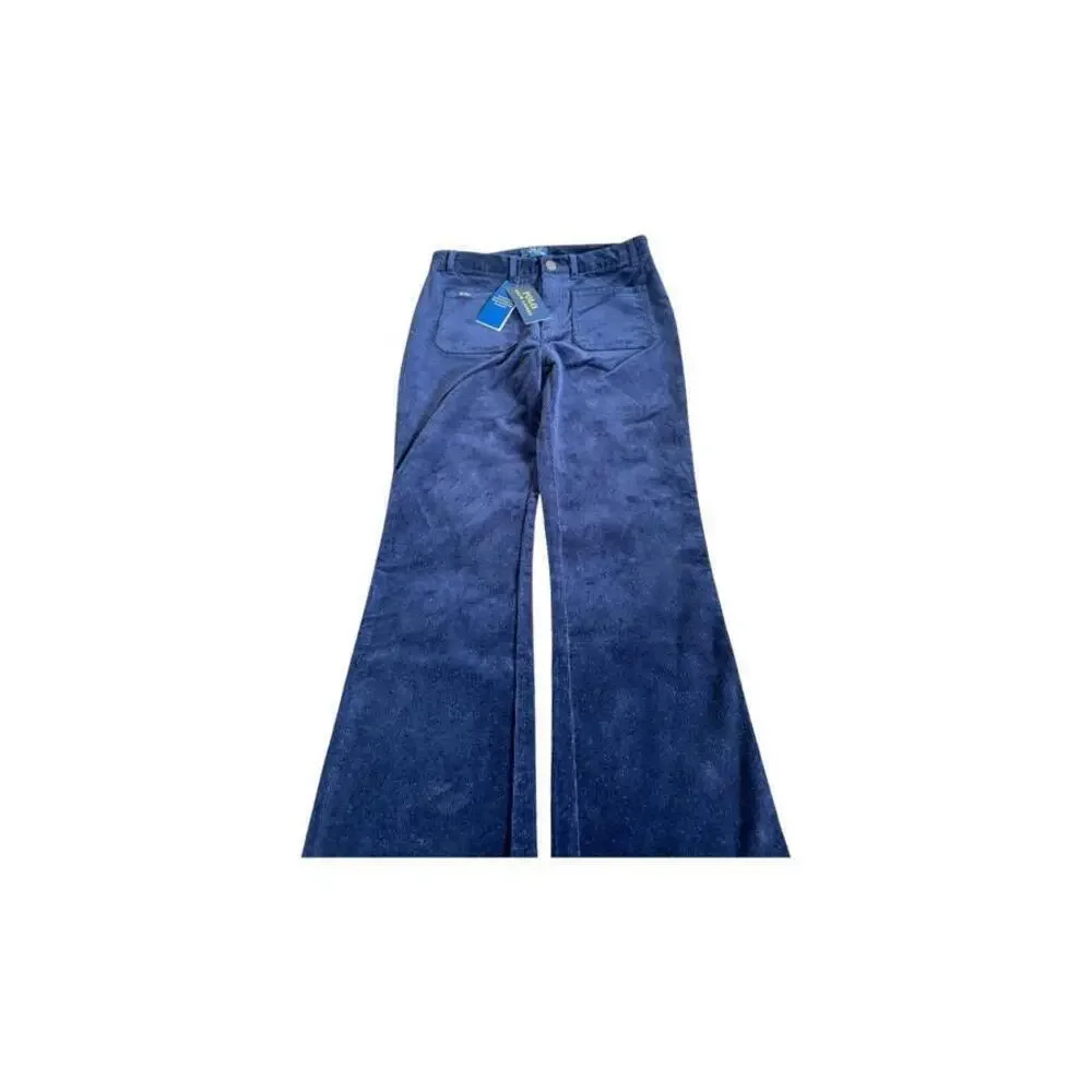 POLO RALPH LAUREN Girls Solid Blue Stretch Velvet Legging Pants NEW NWT Size 12